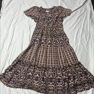 Maeve Somerset Maxi Dress - Blue, Orange & White Batik